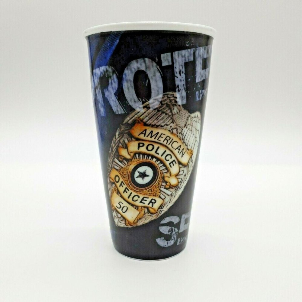 Drink Mug Cup Police Officer Prayer Large Ceramic Hot/Cold Badge Protect Serve